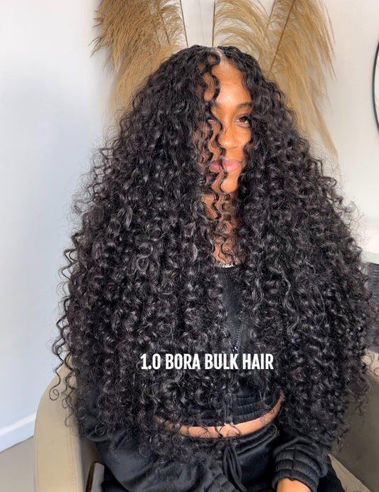 Raw Bora Curly Bulk Hair - Black image 2