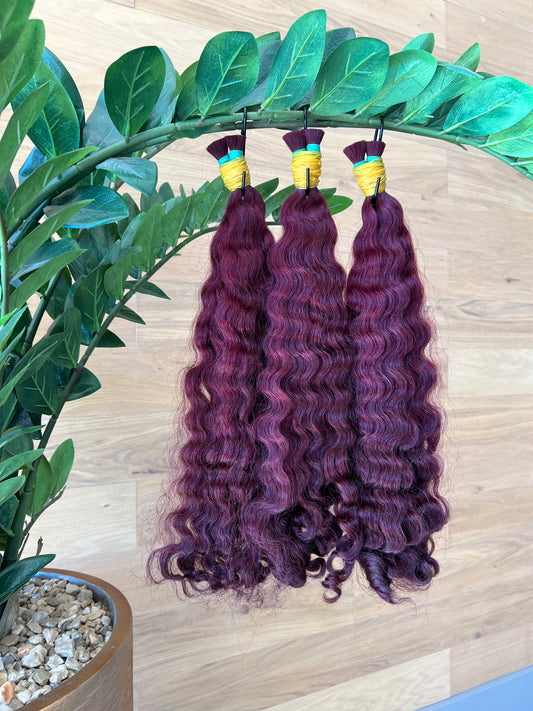 Raw Bora Bulk Hair - Burgundy